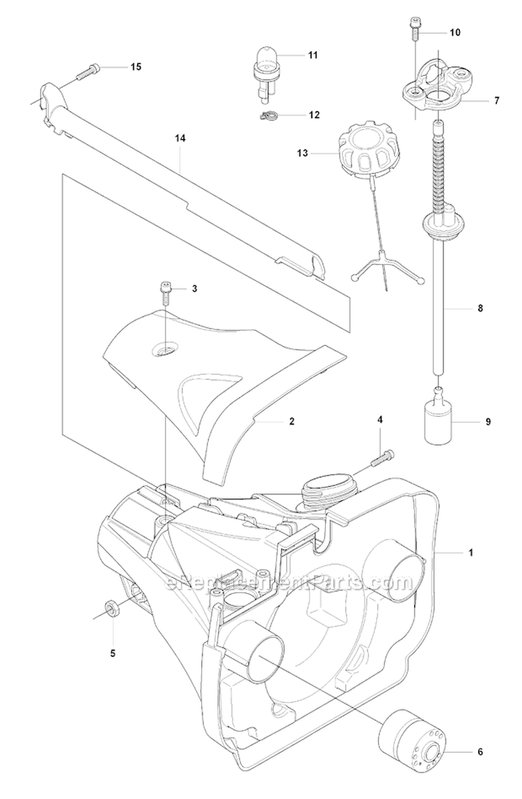 Fuel Tank Diagram and Parts List for 355FRM 2008-07 Husqvarna Brush Cutter