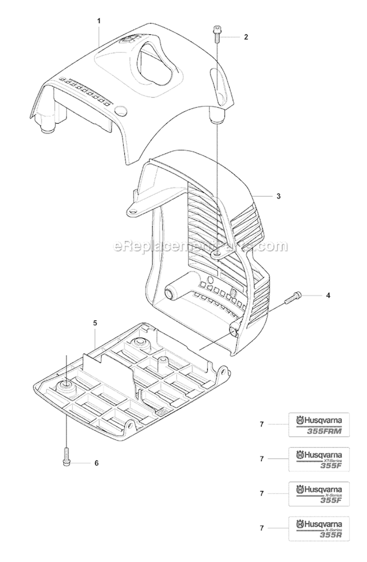 Cover Diagram and Parts List for 355FRM 2008-07 Husqvarna Brush Cutter