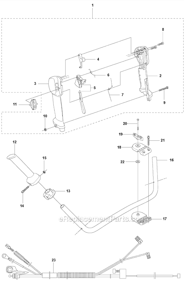 Throttle Controls Diagram and Parts List for 355FRM 2011-01 Husqvarna Brush Cutter