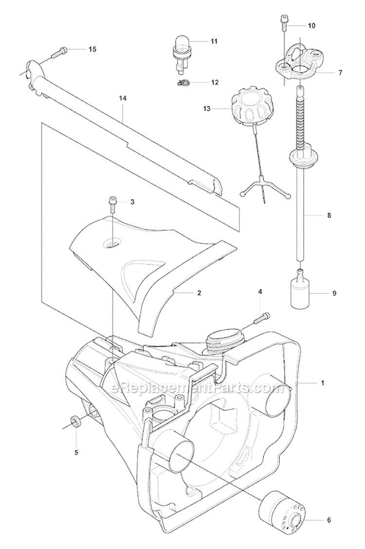 Fuel Tank Diagram and Parts List for 355FXT 2007-08 Husqvarna Brush Cutter