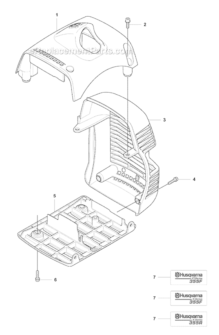Cover Diagram and Parts List for 355FXT 2007-08 Husqvarna Brush Cutter