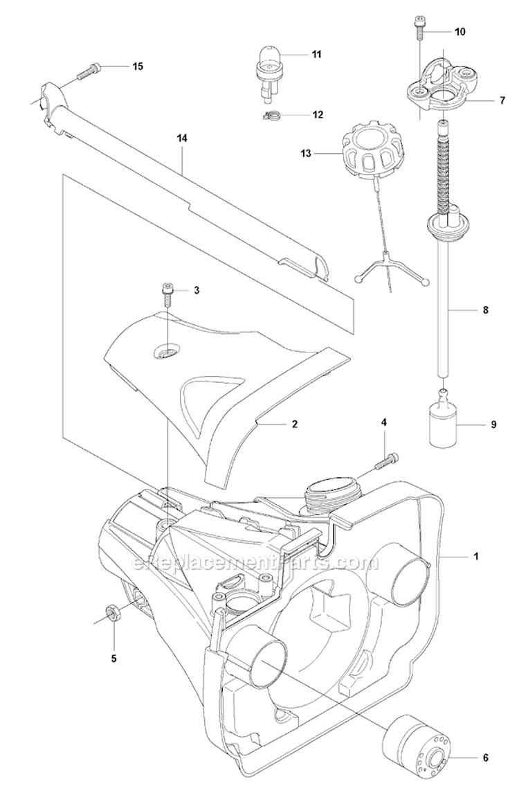 Fuel Tank Diagram and Parts List for 355FXT 2011-01 Husqvarna Brush Cutter
