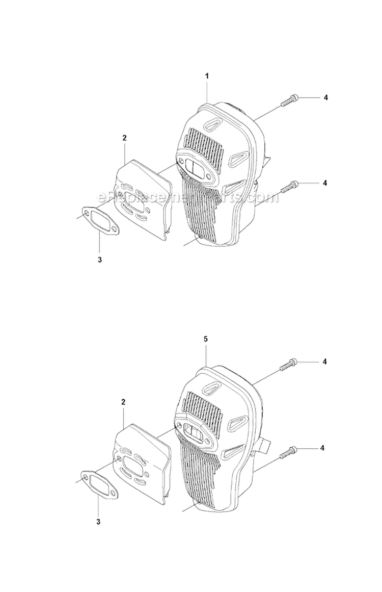 Muffler Diagram and Parts List for 355FXT 2011-01 Husqvarna Brush Cutter