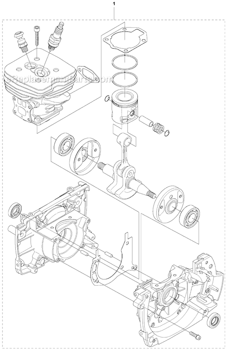 Short Block Diagram and Parts List for 355FXT 2011-01 Husqvarna Brush Cutter