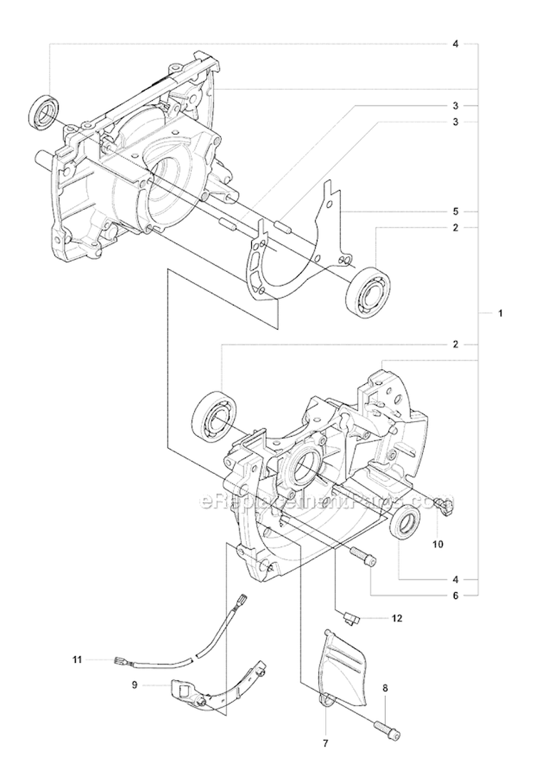 Crankcase Diagram and Parts List for 355RX 2007-08 Husqvarna Brush Cutter