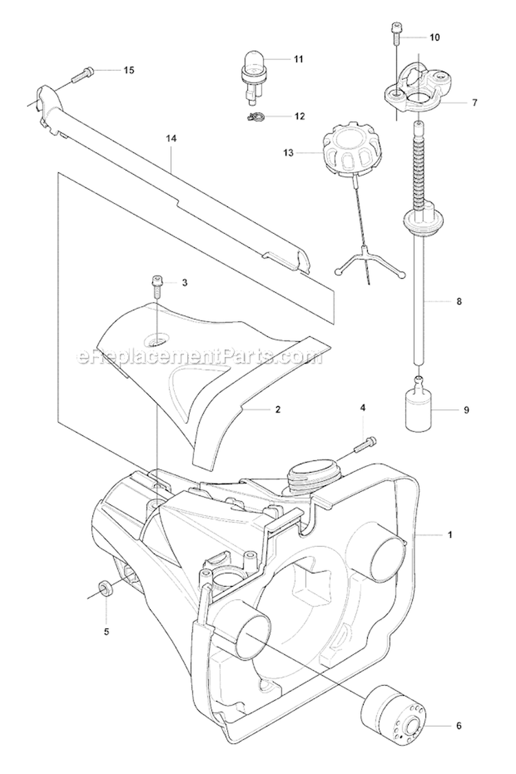 Fuel Tank Diagram and Parts List for 355RX 2007-08 Husqvarna Brush Cutter
