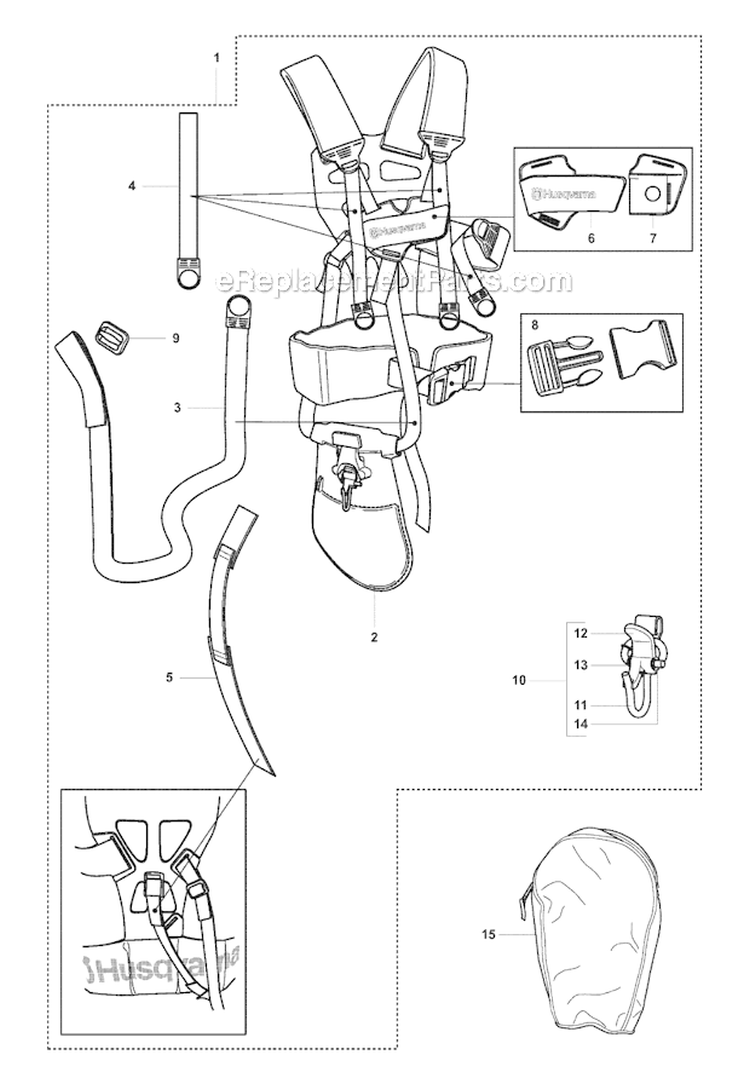 Harness (Trio Balance) Diagram and Parts List for 355RX 2007-08 Husqvarna Brush Cutter