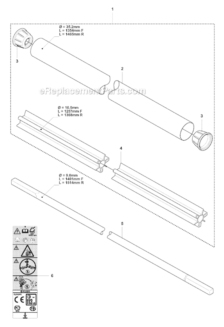 Shaft Diagram and Parts List for 355RX 2007-08 Husqvarna Brush Cutter
