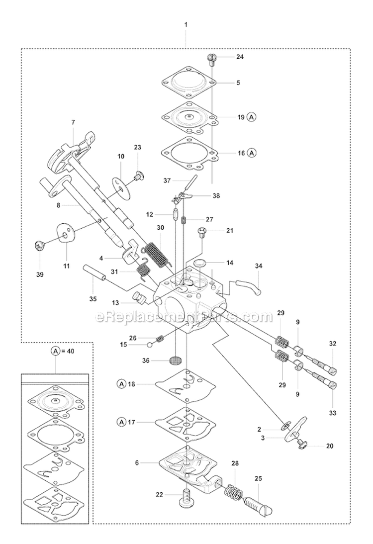 Carburetor Diagram and Parts List for 355RX 2007-08 Husqvarna Brush Cutter