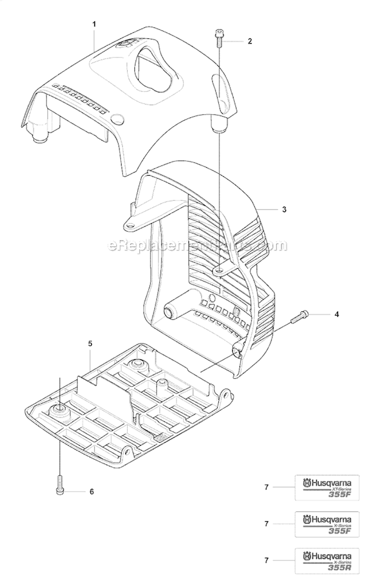 Cover Diagram and Parts List for 355RX 2007-08 Husqvarna Brush Cutter