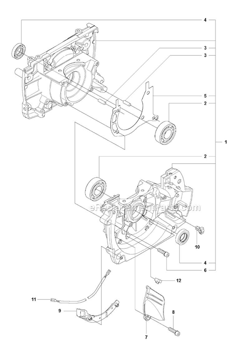 Crankcase Diagram and Parts List for 355RX 2011-01 Husqvarna Brush Cutter