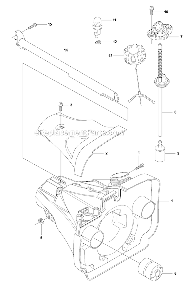 Fuel Tank Diagram and Parts List for 355RX 2011-01 Husqvarna Brush Cutter