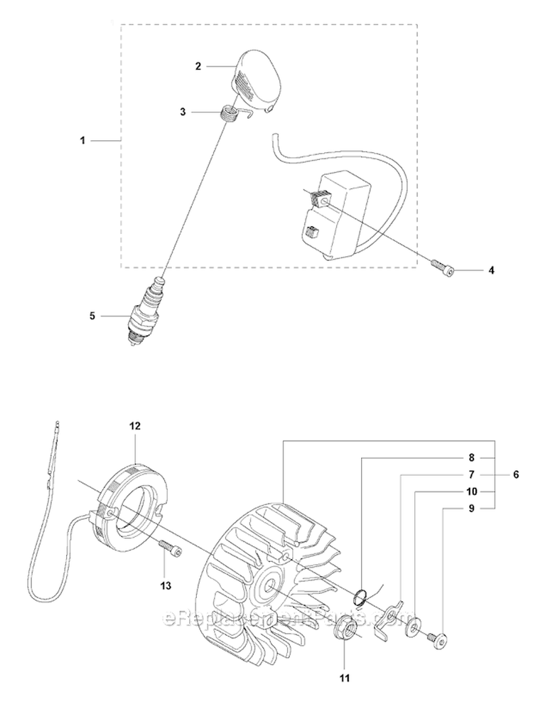 Ignition System Diagram and Parts List for 355RX 2011-01 Husqvarna Brush Cutter
