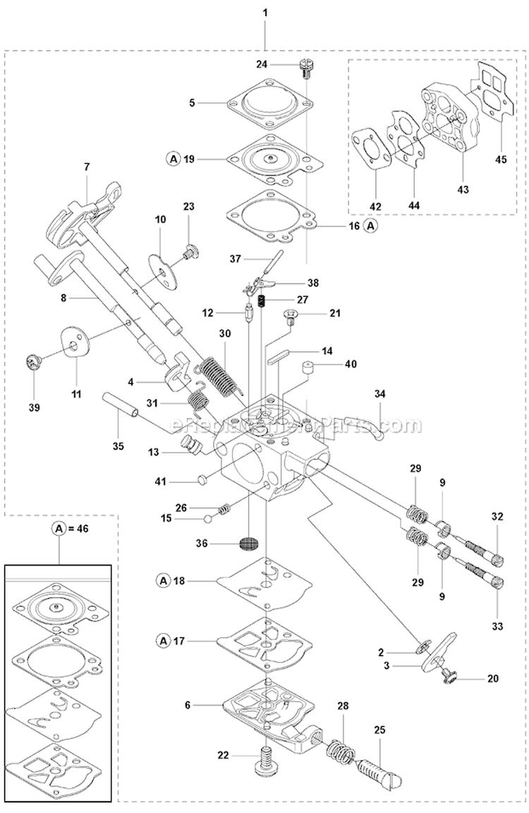 Carburetor Diagram and Parts List for 355RX 2011-01 Husqvarna Brush Cutter