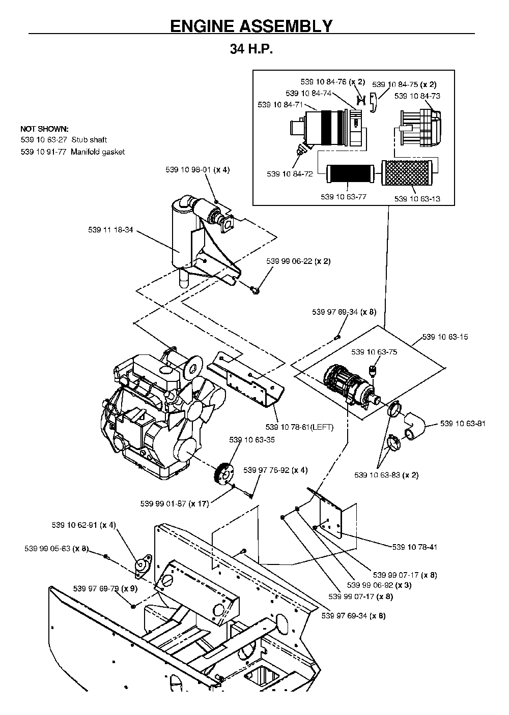 Engine Diagram and Parts List for BZ34C (968999316)(2006-04) Husqvarna Lawn Tractor