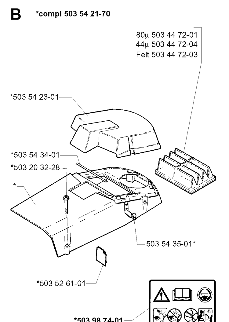 Air Filter Cover Diagram and Parts List for 262XP 19992300001-Current Husqvarna Chainsaw