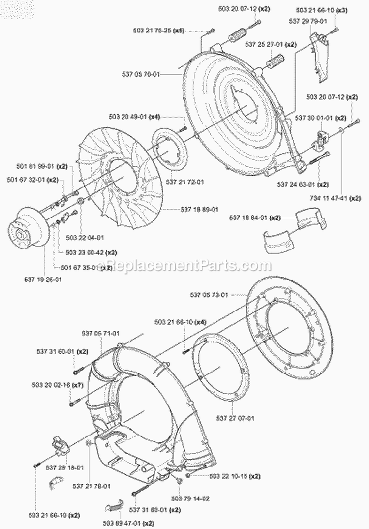 Fan Diagram and Parts List for 356BT X-Series - 2004-10 Husqvarna Leaf Blower / Vacuum