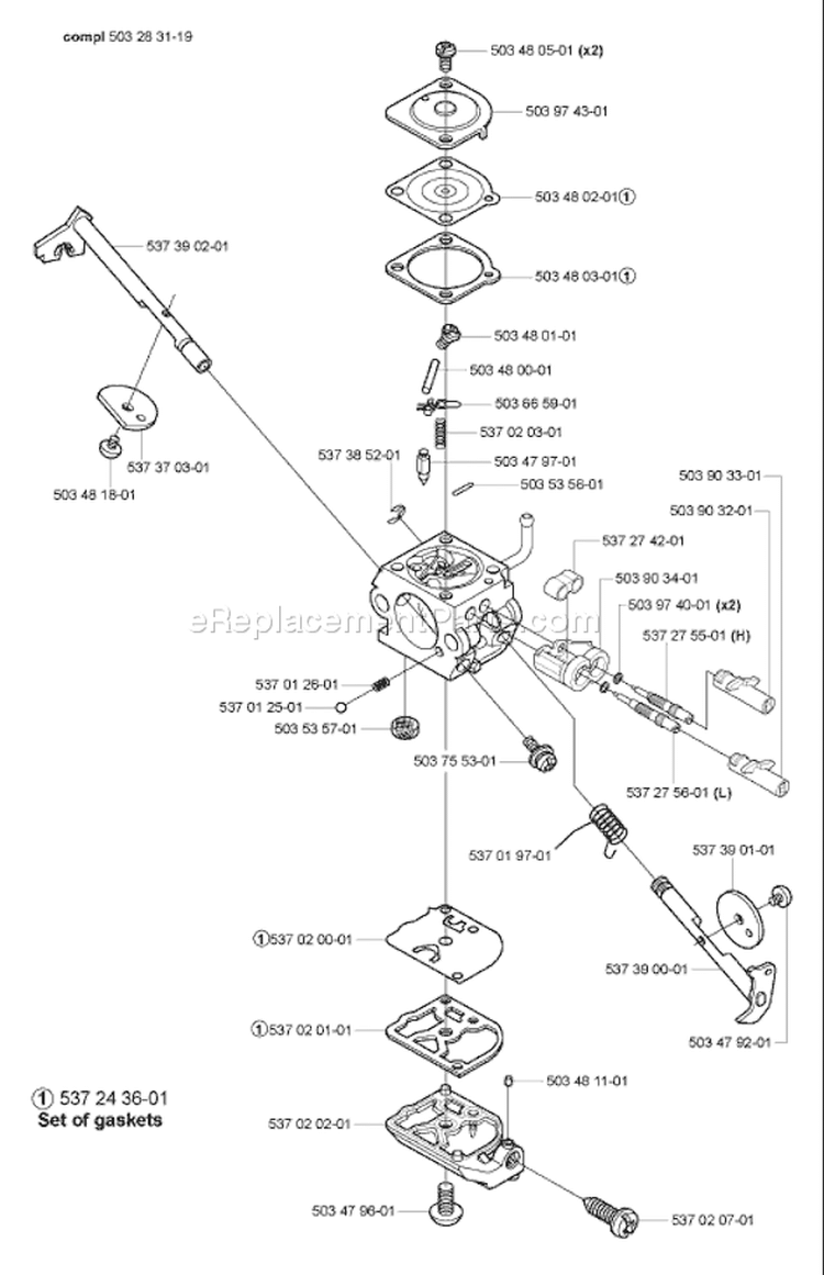 Page C Diagram and Parts List for 356BF 356 BF 2004-10 Husqvarna Leaf Blower / Vacuum