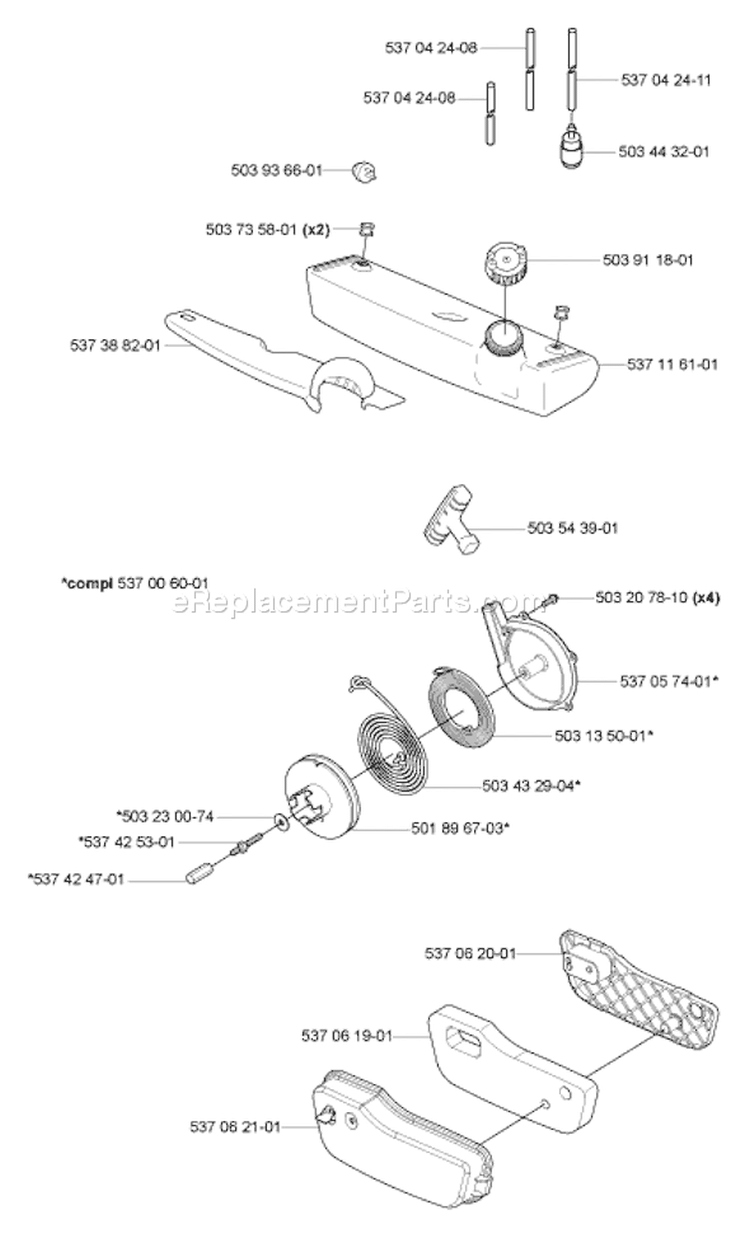 Page E Diagram and Parts List for 356BF 356 BF 2004-10 Husqvarna Leaf Blower / Vacuum