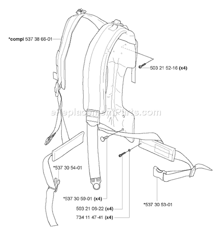 Page F Diagram and Parts List for 356BF 356 BF 2004-10 Husqvarna Leaf Blower / Vacuum