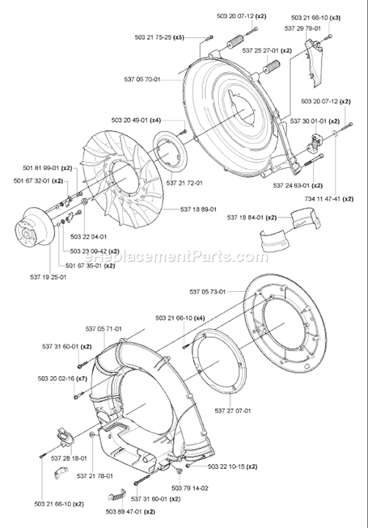 Page G Diagram and Parts List for 356BF 356 BF 2004-10 Husqvarna Leaf Blower / Vacuum