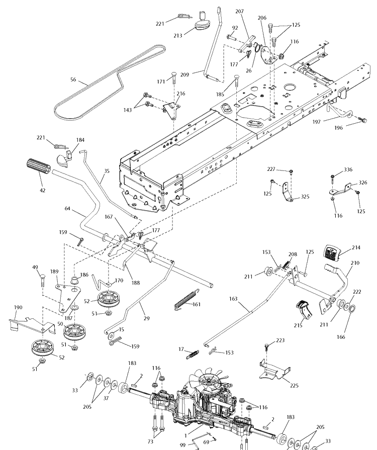 Drive Diagram and Parts List for TS146TXD (96041043600)(2019-07) Husqvarna Lawn Tractor