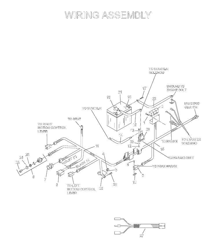 Wiring Harness Diagram and Parts List for IZE4821 (033600000 and Up)(2004-01) Husqvarna Lawn Mower
