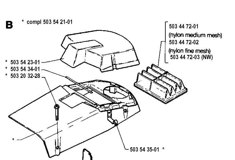 Air Filter Cover Diagram and Parts List for 262XP 19924400001-19942300000 Husqvarna Chainsaw