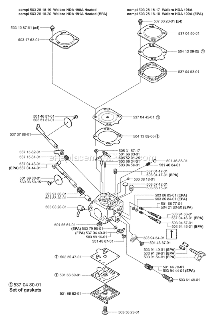 Page B Diagram and Parts List for 357XP 357 XP 2004-05 Husqvarna Chainsaw
