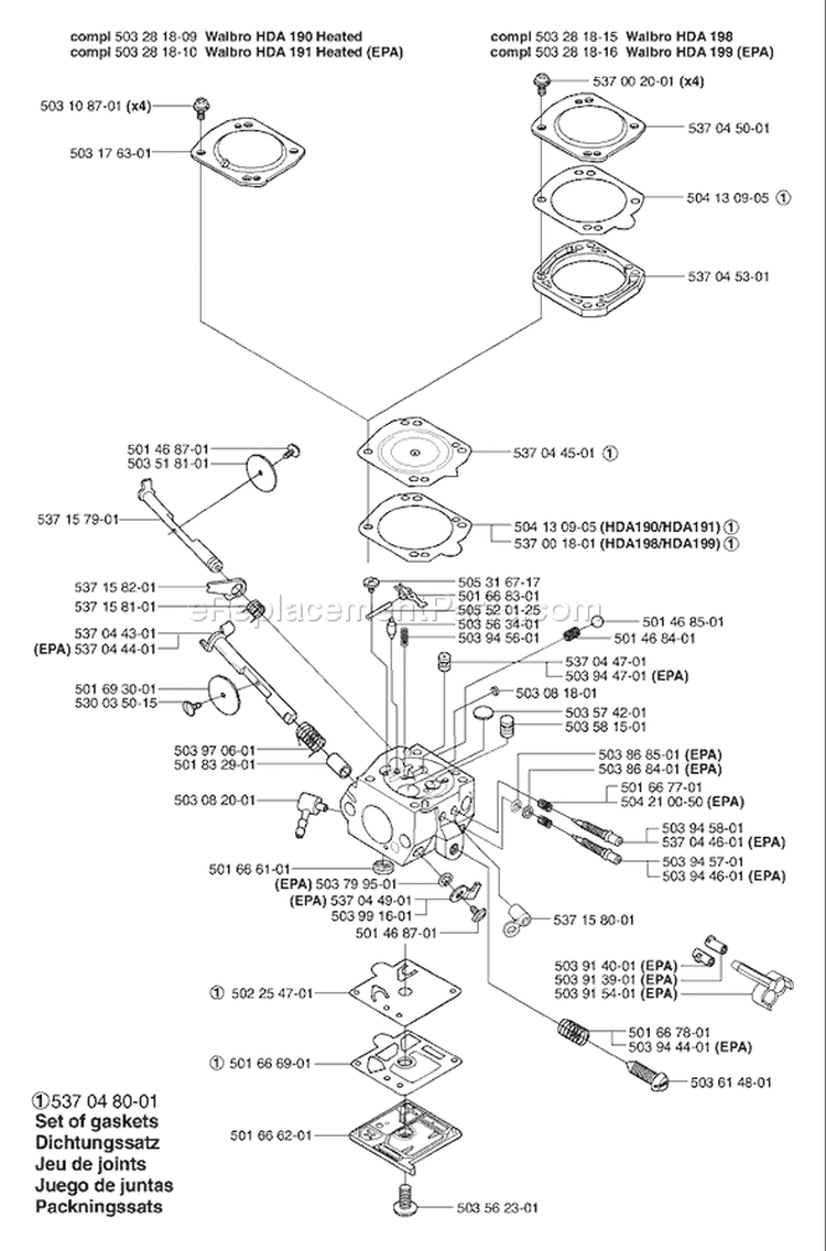 Page A Diagram and Parts List for 357 XP EPA -2003-04 Husqvarna Chainsaw