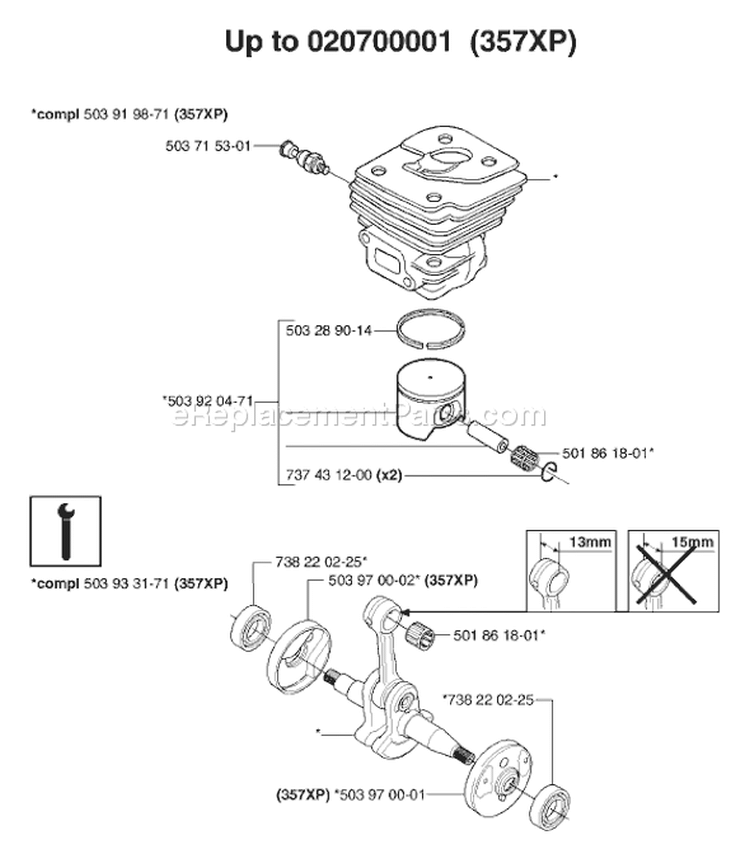 Page L Diagram and Parts List for 357 XP EPA -2003-04 Husqvarna Chainsaw