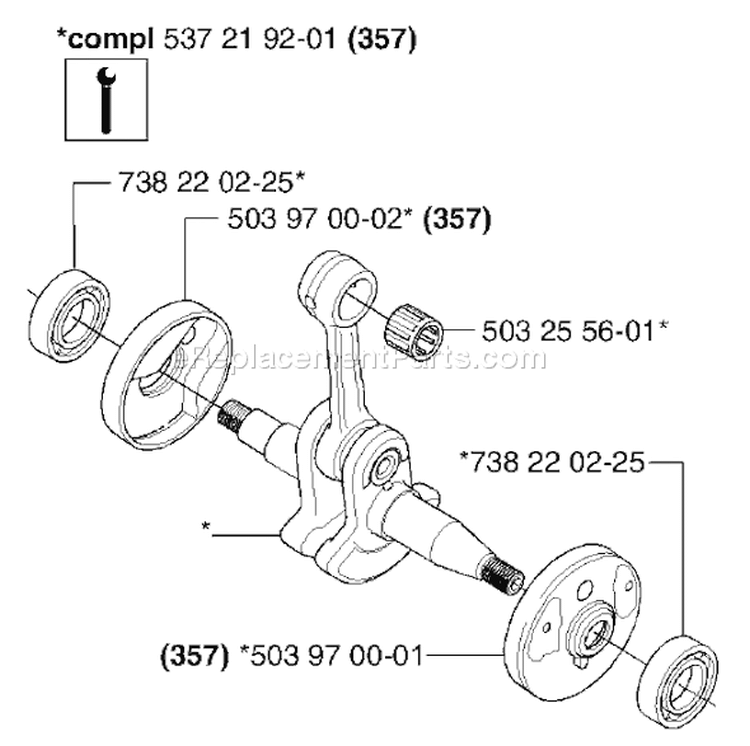 Page F Diagram and Parts List for 357 XP EPA -2003-04 Husqvarna Chainsaw