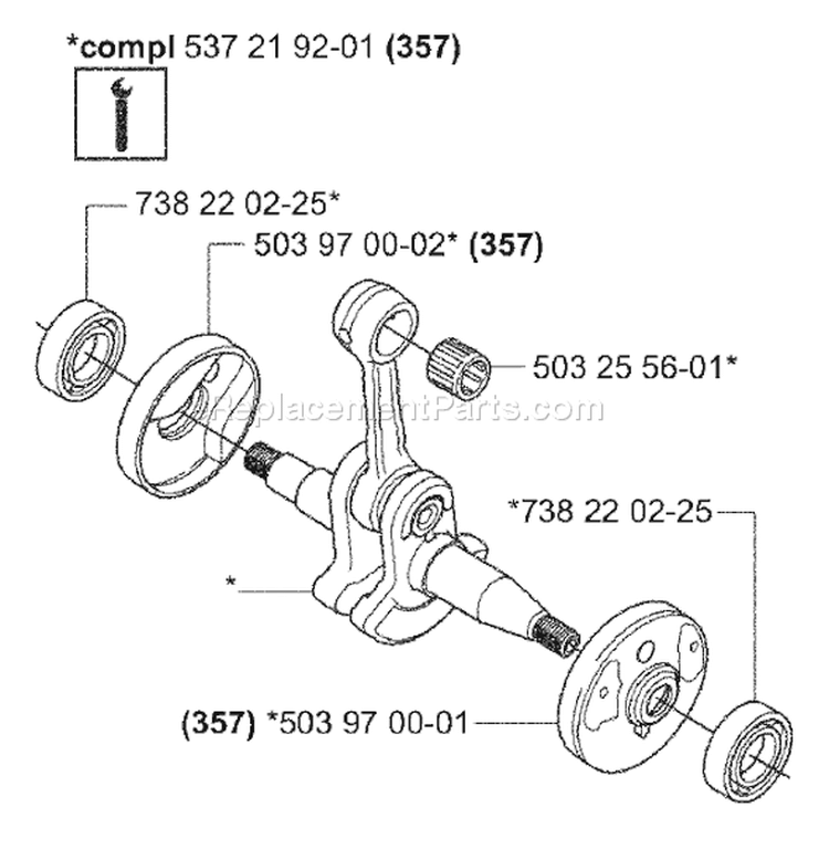Page F Diagram and Parts List for 357XP 357 XP 2004-05 Husqvarna Chainsaw