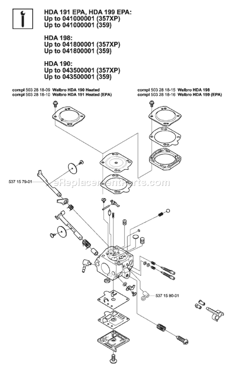 Page M Diagram and Parts List for 357XP 357 XP 2005-02 Husqvarna Chainsaw