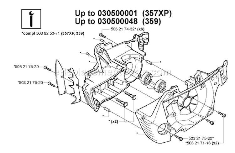 Page N Diagram and Parts List for 357XP 357 XP 2005-02 Husqvarna Chainsaw
