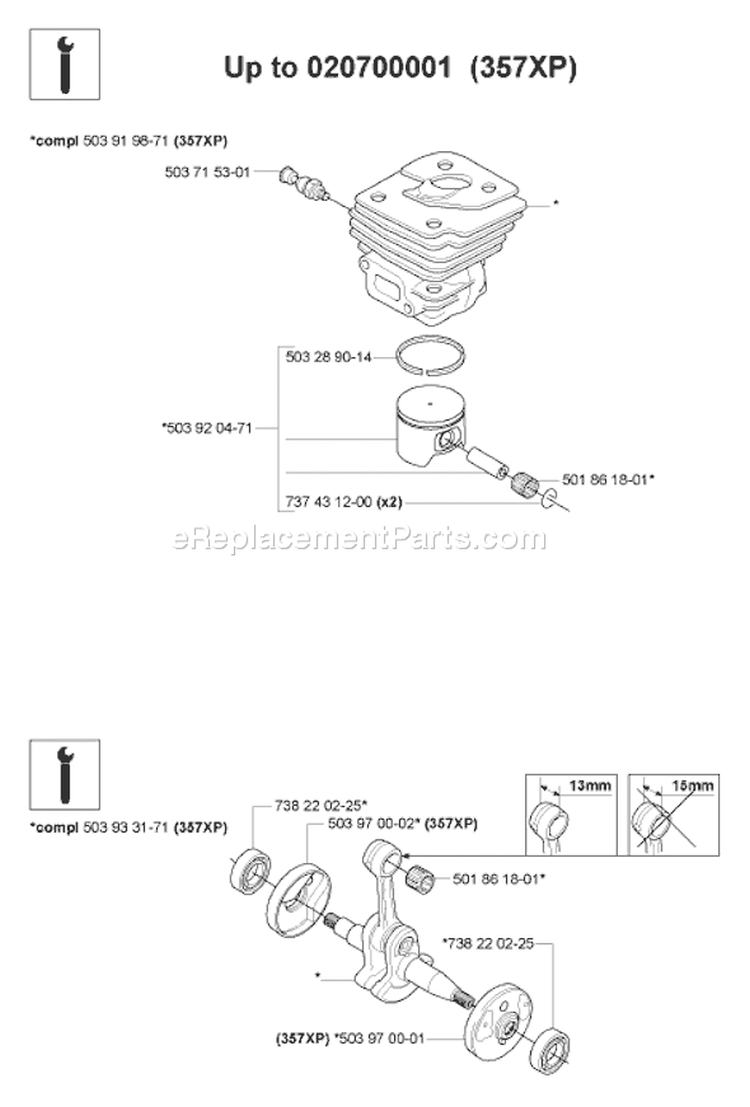 Page L Diagram and Parts List for 357 XP EPA -2007-03 Husqvarna Chainsaw