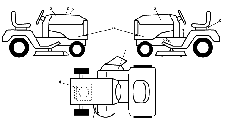 Decals Diagram and Parts List for YTH22V46 (96043010100)(2010-04) Husqvarna Lawn Mower