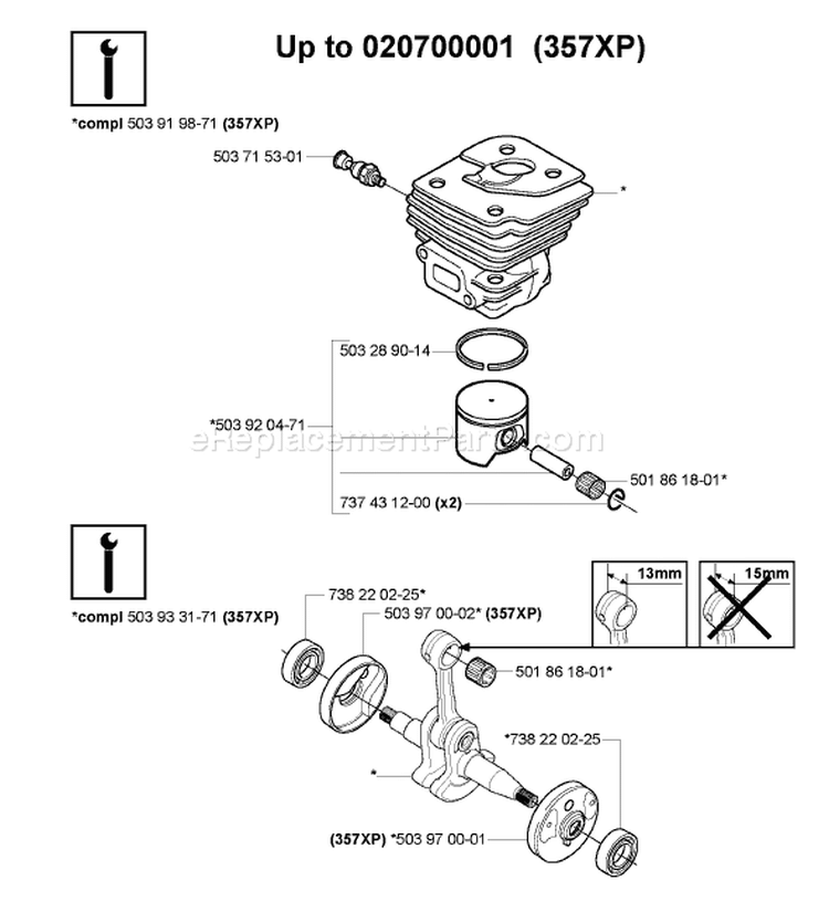 Page L Diagram and Parts List for 359 2005-02 Husqvarna Chainsaw