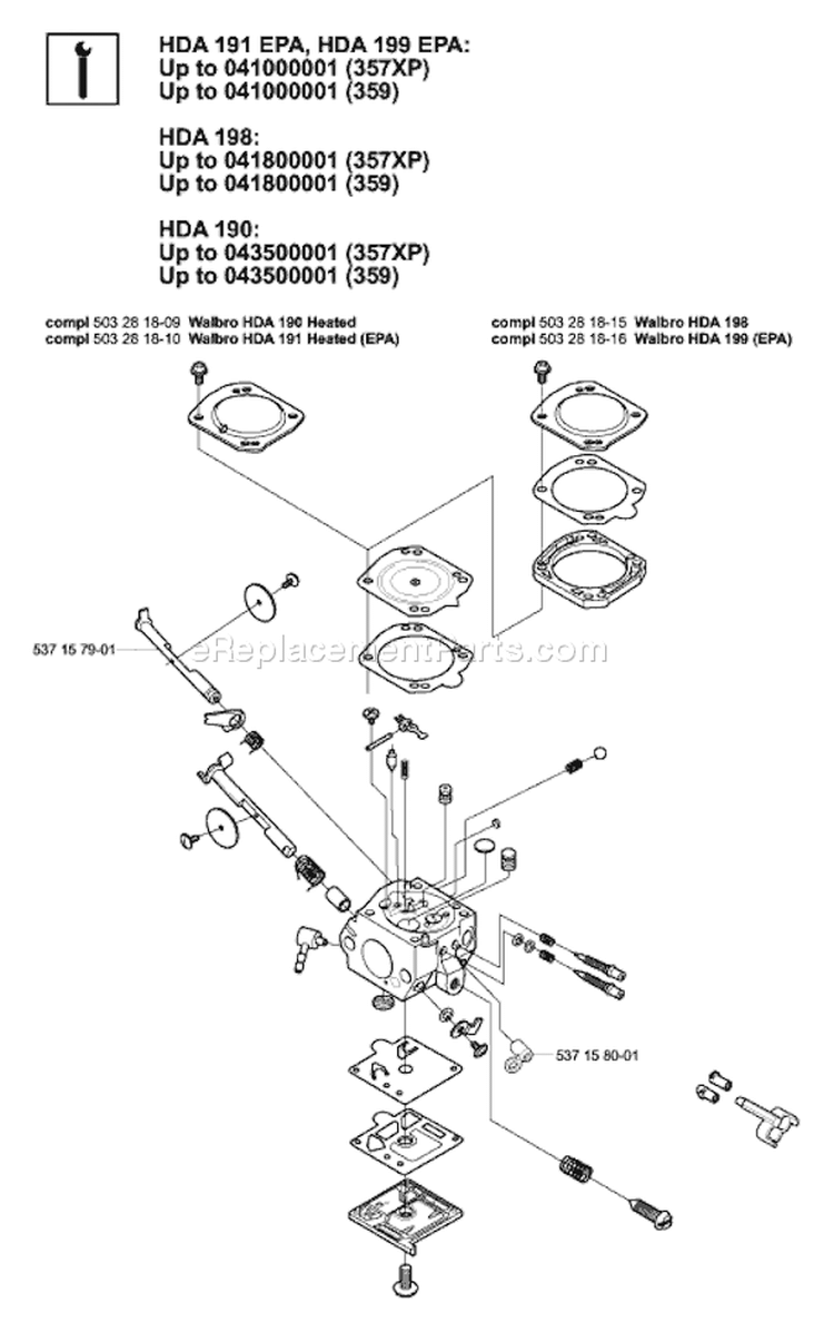 Page L Diagram and Parts List for 359 2007-03 Husqvarna Chainsaw