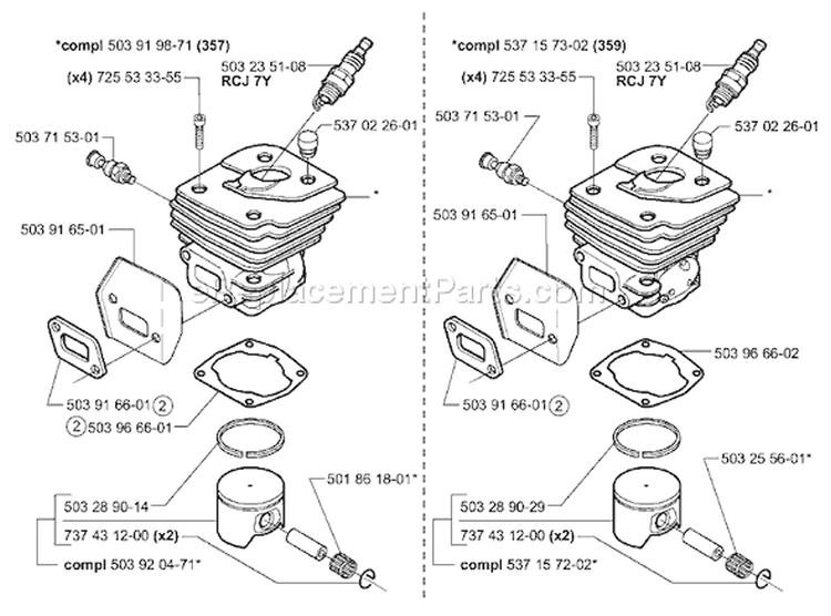 Page K Diagram and Parts List for 357EPA 357 EPA 2001-10 Husqvarna Chainsaw