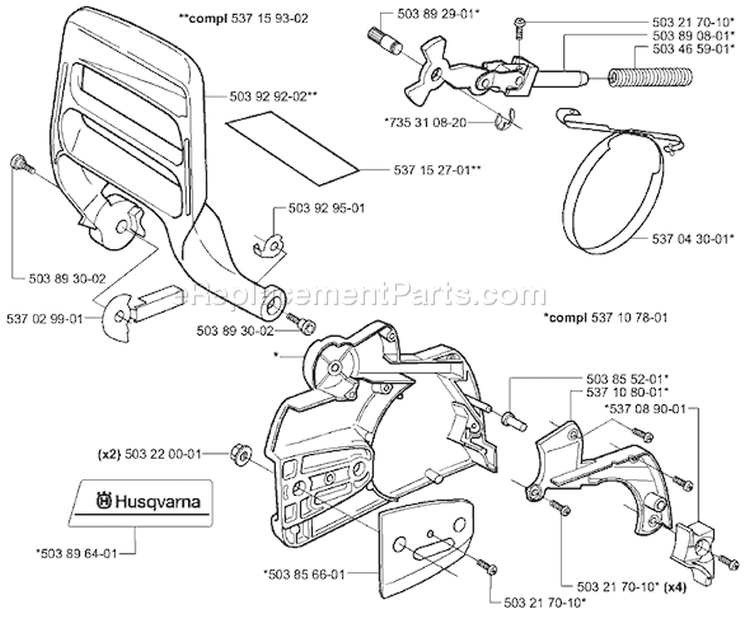 Page C Diagram and Parts List for 357EPA 357 EPA 2001-10 Husqvarna Chainsaw