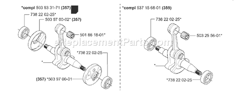 Page F Diagram and Parts List for 357EPA 357 EPA 2001-10 Husqvarna Chainsaw