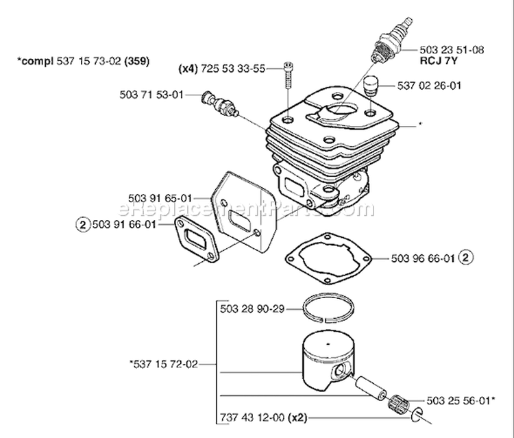 Page J Diagram and Parts List for 359EPA 359 EPA 2003-04 Husqvarna Chainsaw