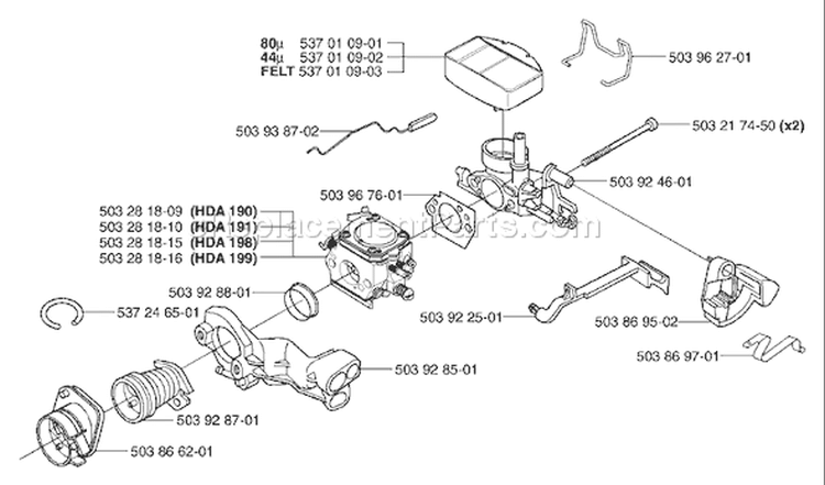 Page B Diagram and Parts List for 359EPA 359 EPA 2003-04 Husqvarna Chainsaw