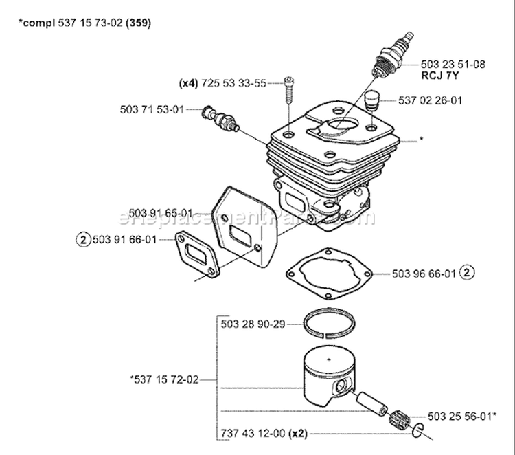 Page J Diagram and Parts List for 359EPA 359 EPA 2004-05 Husqvarna Chainsaw