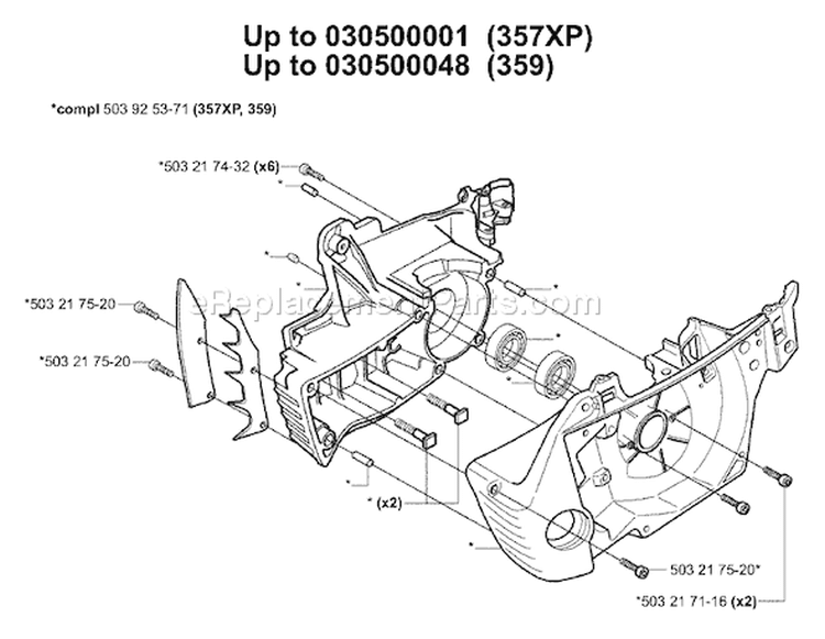 Page L Diagram and Parts List for 357XP 357 XP 2004-05 Husqvarna Chainsaw