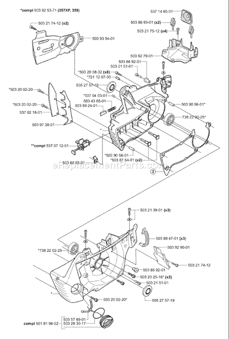 Page E Diagram and Parts List for 359EPA 359 EPA 2004-05 Husqvarna Chainsaw