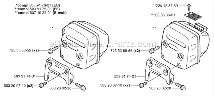 Page J Diagram and Parts List for 357XP 357 XP 2004-05 Husqvarna Chainsaw