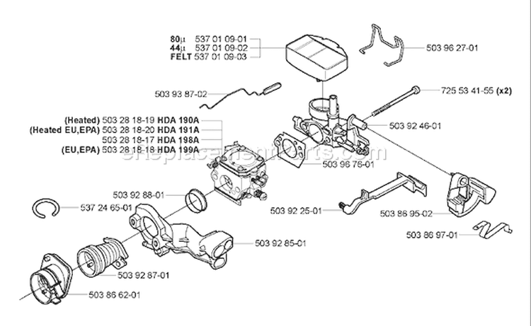 Page A Diagram and Parts List for 359 2005-02 Husqvarna Chainsaw