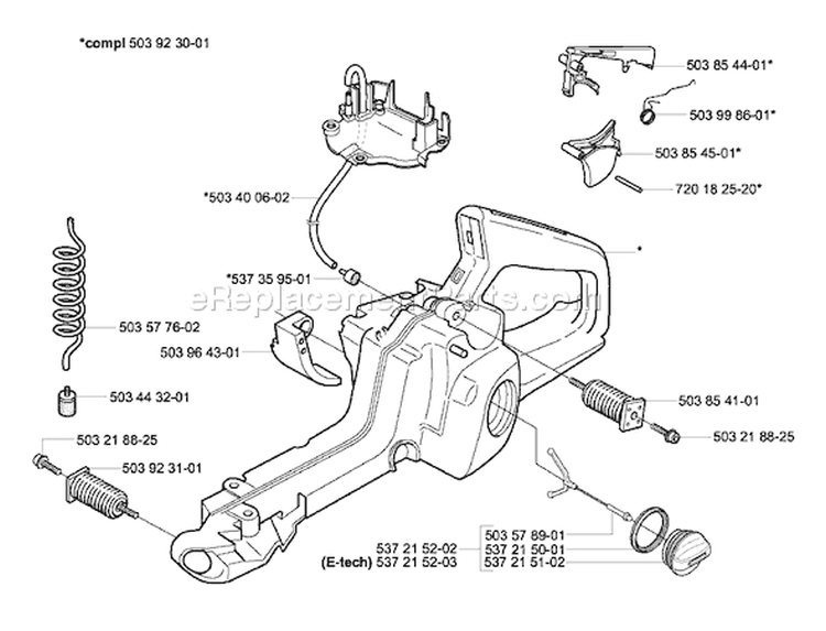 Page J Diagram and Parts List for 359 2005-02 Husqvarna Chainsaw
